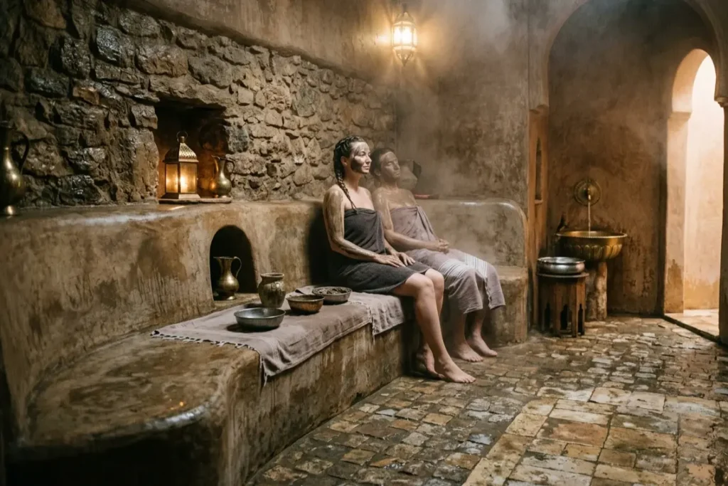 spa mud treatment UK traditional rasul steam room setting