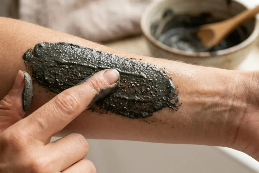 mud bath for toxin removal clay applied to skin natural detox therapy