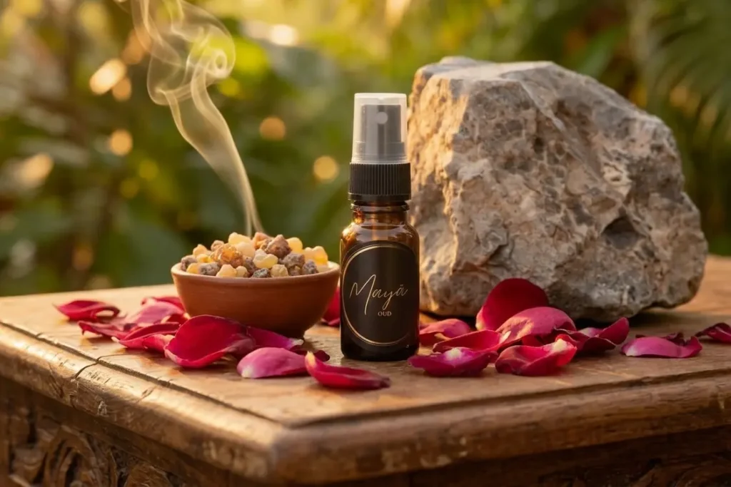 Mayä Oud natural fragrance oil UK for sacred rituals and meditation spaces