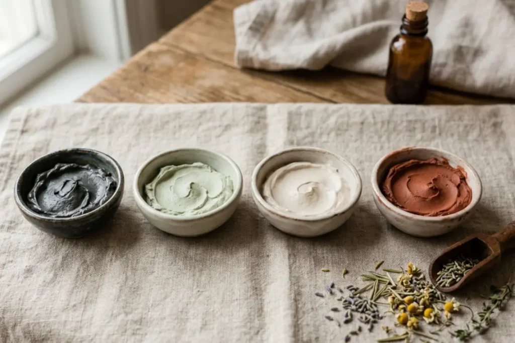 types of mud for mud bath for skin Dead Sea volcanic bentonite kaolin natural skincare