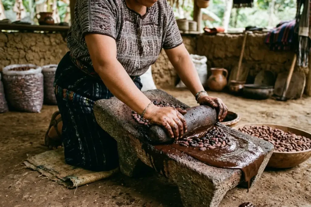 traditional cacao processing stone ground ceremonial cacao UK authentic