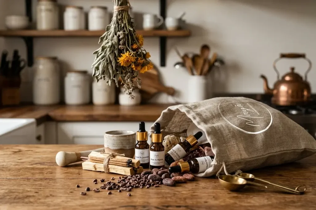 Mayä Sacred UK goodie bag with ceremonial cacao samples for gifting and beginners