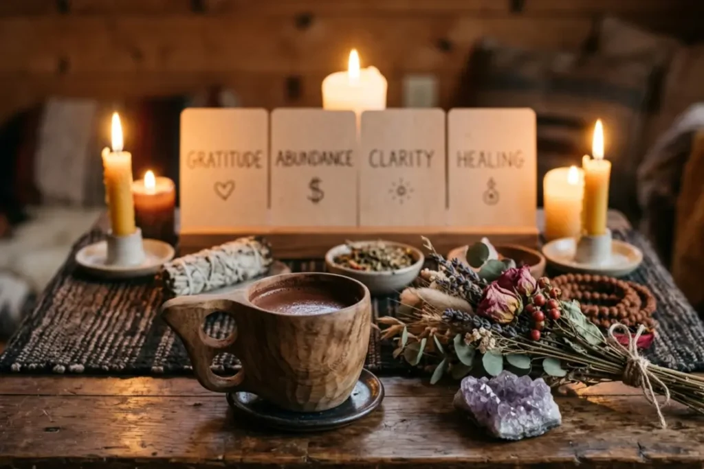 Spiritual sacred cacao ceremony setup heart-opening ritual with Maya Sacred in the UK