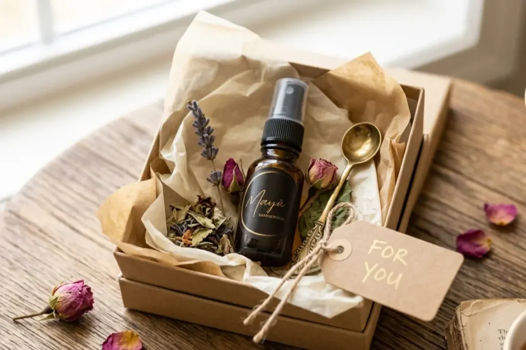 luxury natural fragrance gifts UK Maya Sacred ritual gift set with botanical oils