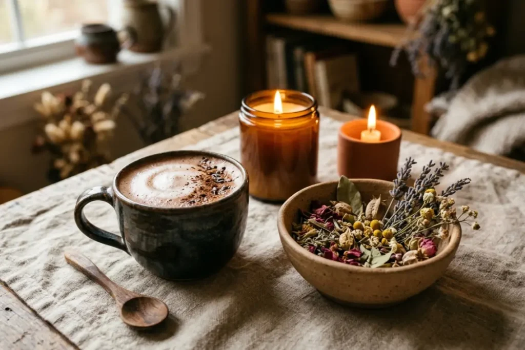 ceremonial cacao and mud bath home ritual post-practice grounding UK wellness