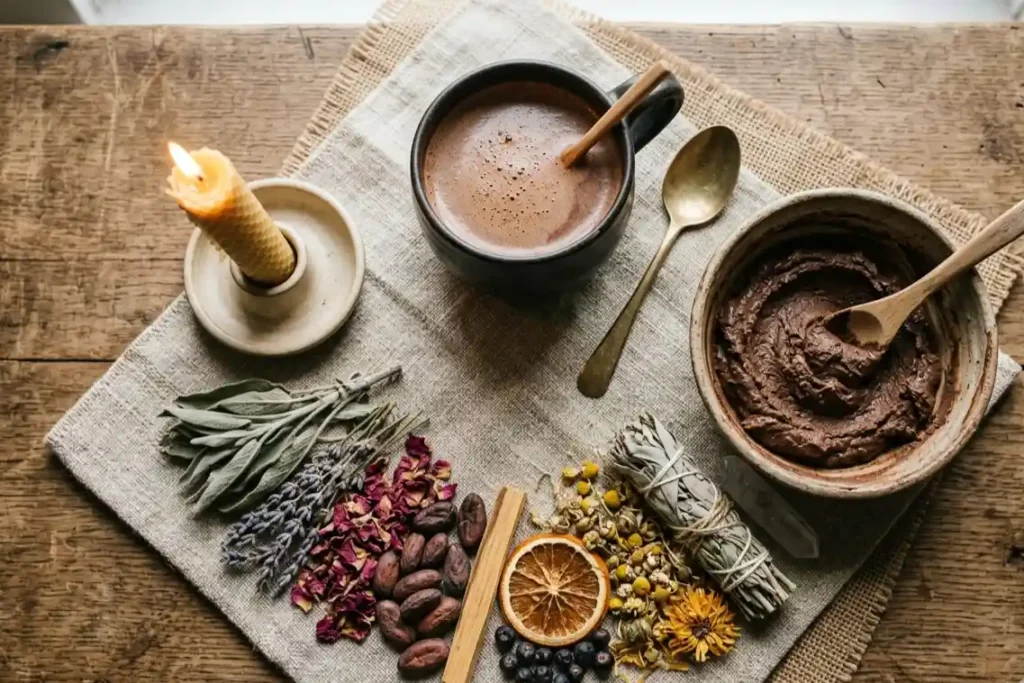 ceremonial cacao and mud bath detox ritual at home UK Maya Sacred wellness gifts
