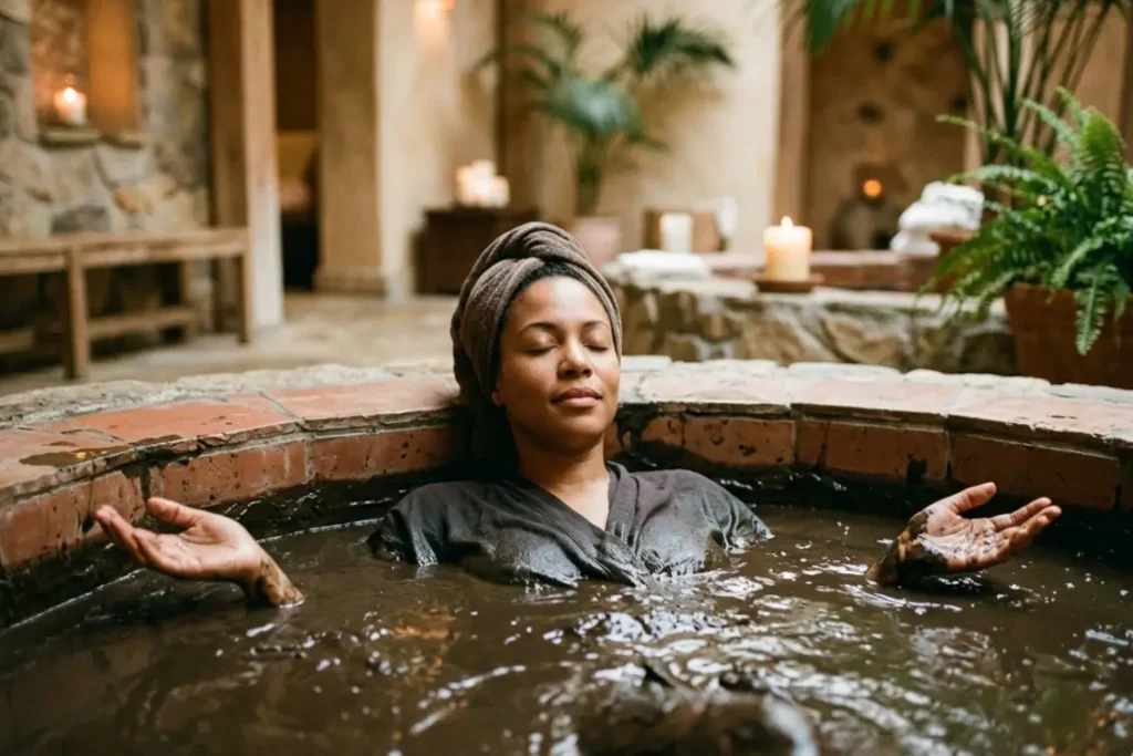 mud bath detox full body ritual in nature UK wellness grounding